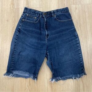 Vintage Ralph Lauren dark wash denim jorts with frayed hem size 16